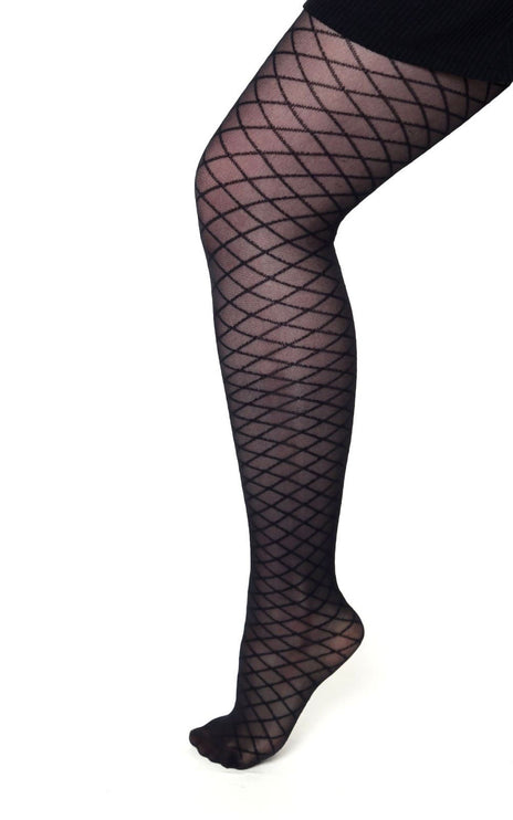 Fishnet-Effect Tights - Black