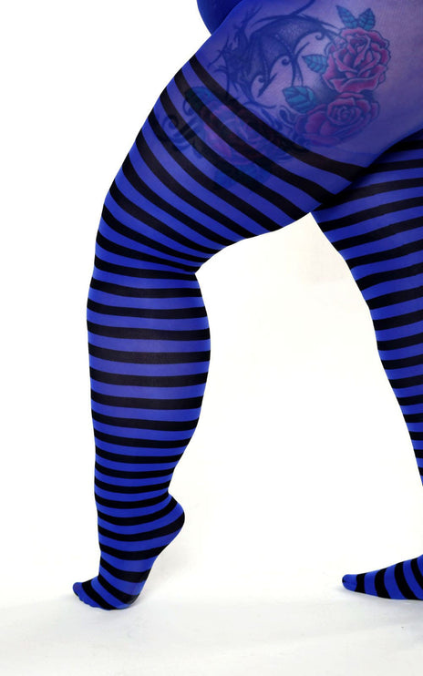 Striped Tights - Electric Blue