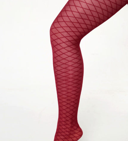 Fishnet-Effect Tights - Fine Wine