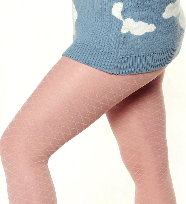 Fishnet-Effect Tights - Coral Pink