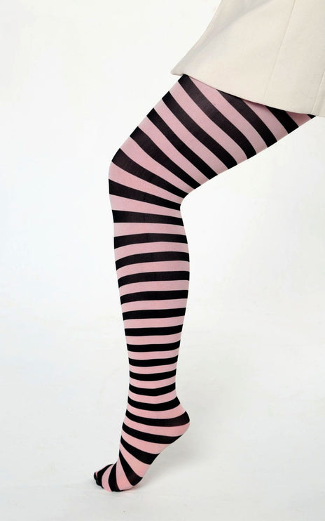 Striped Tights - Coral Pink