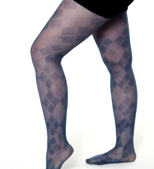 Diamond-Patterned Tights - Teal