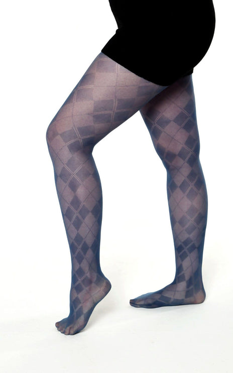 Diamond-Patterned Tights - Teal