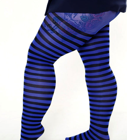 Striped Tights - Electric Blue