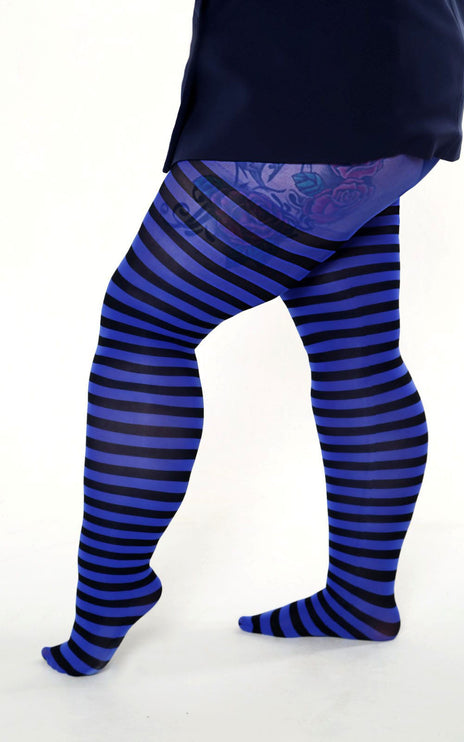 Striped Tights - Electric Blue