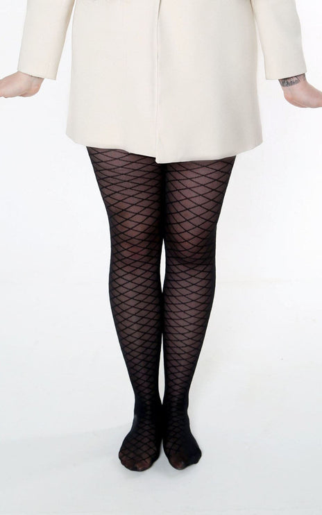 Fishnet-Effect Tights - Black