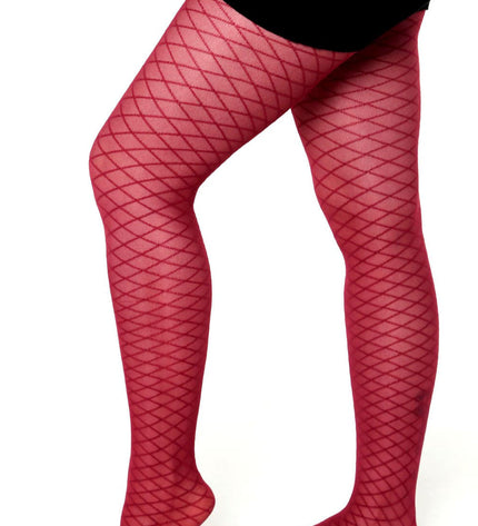 Fishnet-Effect Tights - Fine Wine