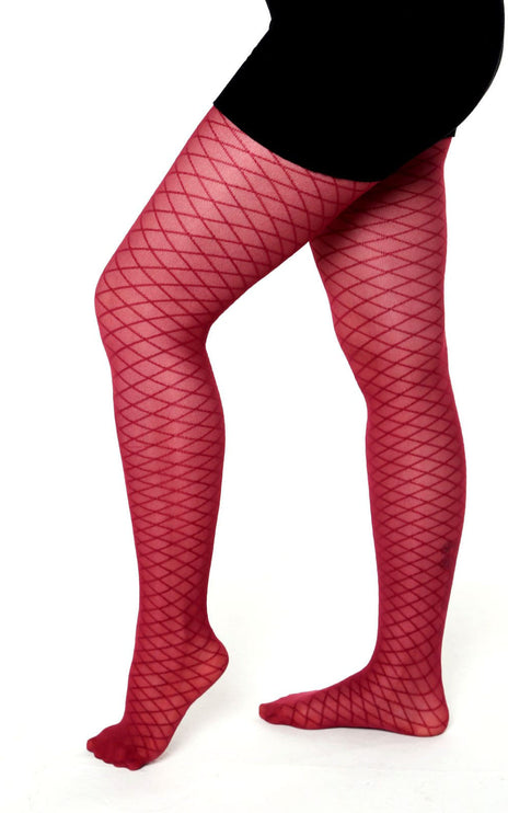 Fishnet-Effect Tights - Fine Wine