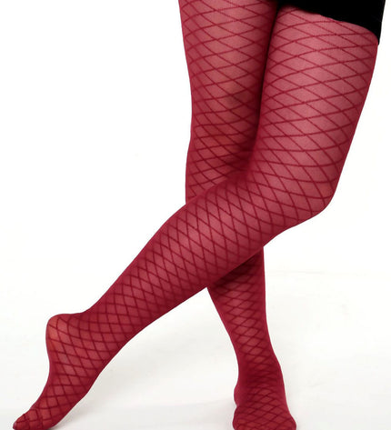 Fishnet-Effect Tights - Fine Wine