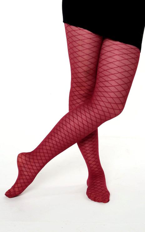 Fishnet-Effect Tights - Fine Wine