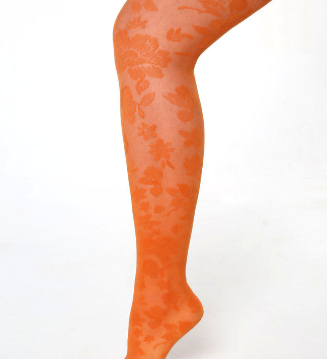 Floral-Patterned Tights - Pumkin Pie