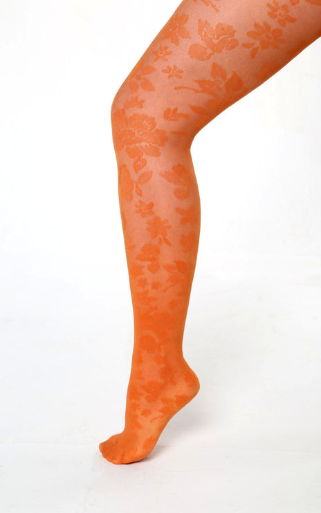 Floral-Patterned Tights - Pumkin Pie