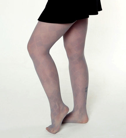 Diamond-Patterned Tights - Pale Grey