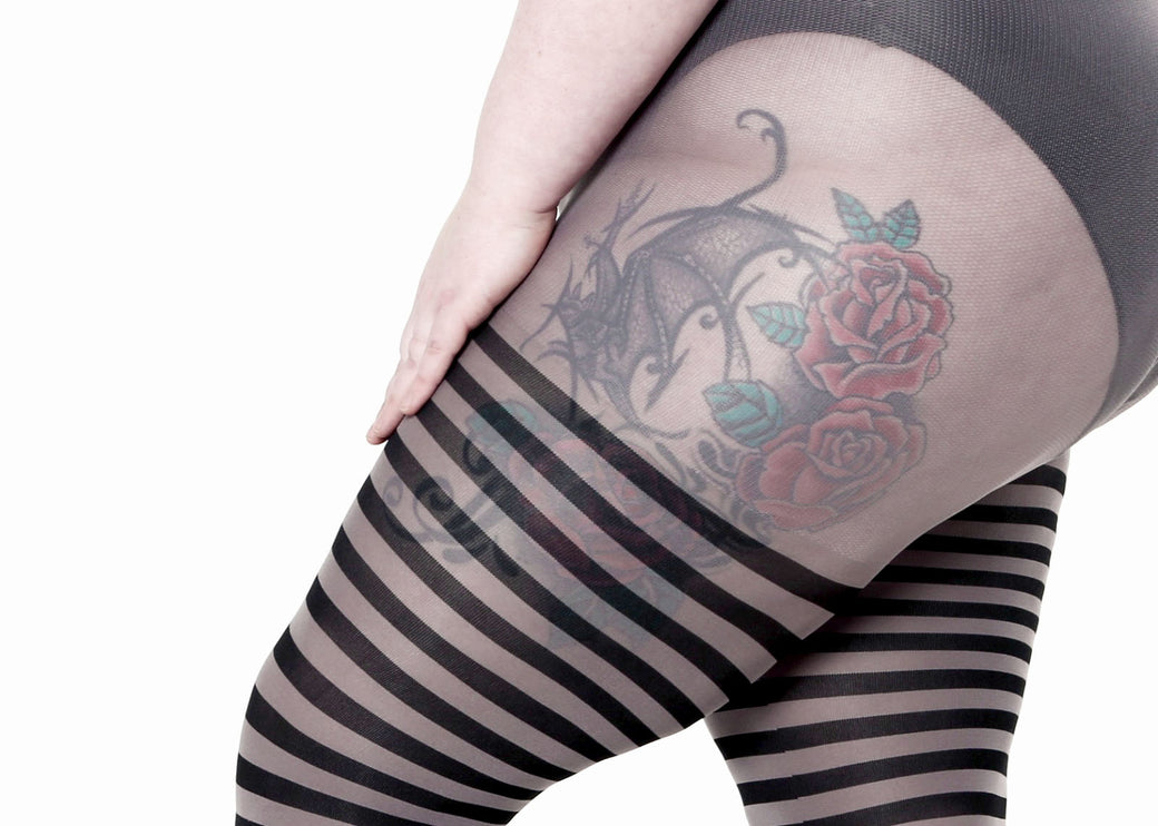 Striped Tights - Charcoal Grey