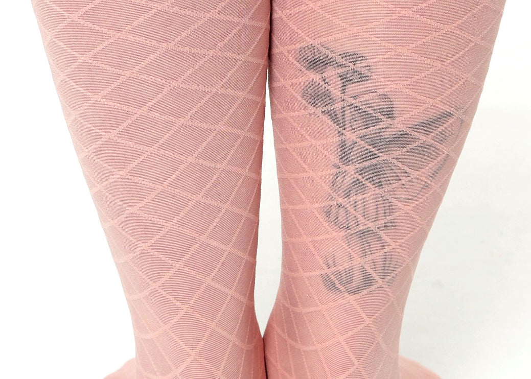 Fishnet-Effect Tights - Coral Pink