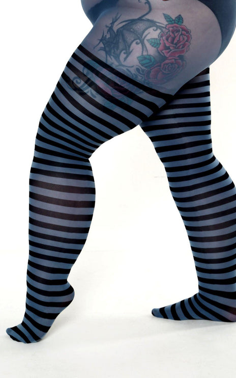 Striped Tights - Teal