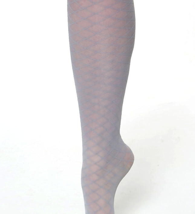 Fishnet-Effect Tights - Pale Grey