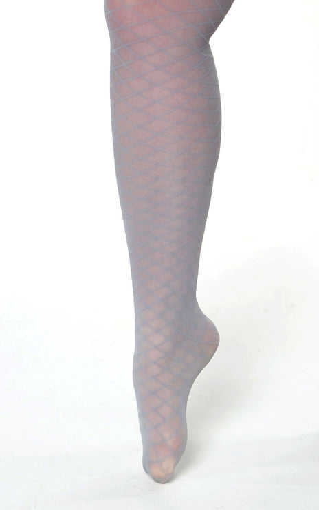 Fishnet-Effect Tights - Pale Grey