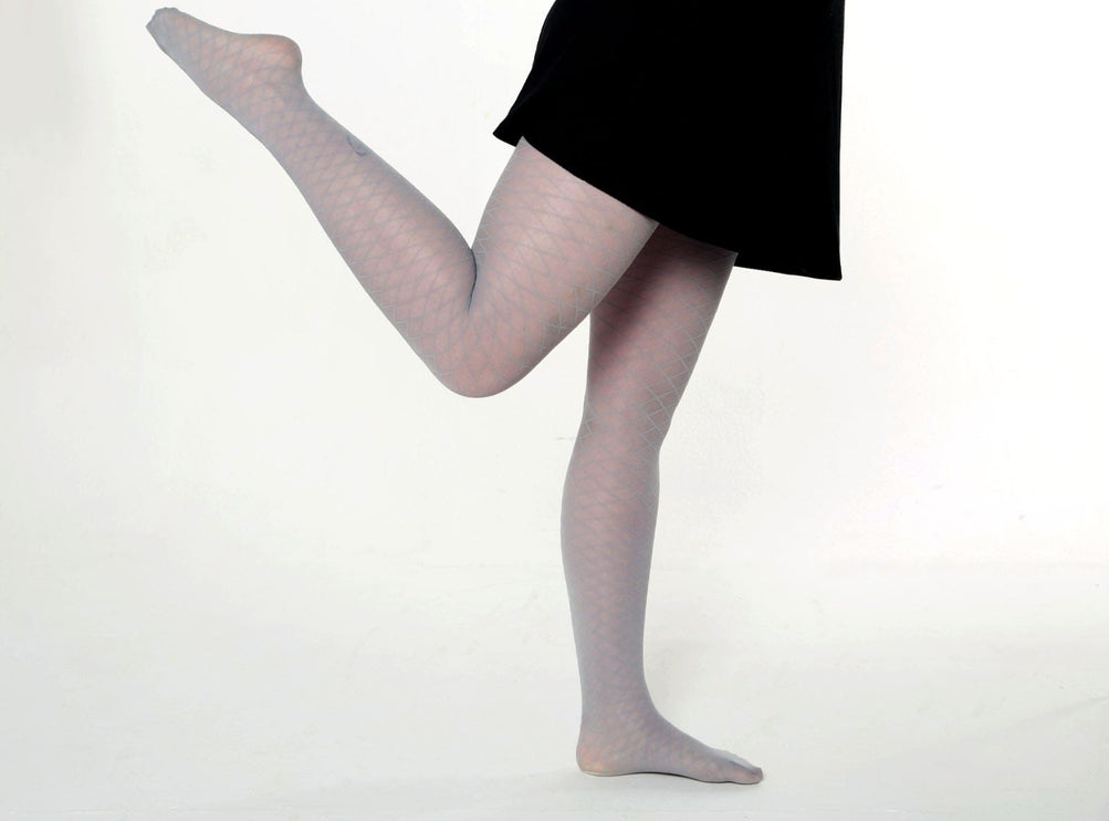 Fishnet-Effect Tights - Pale Grey