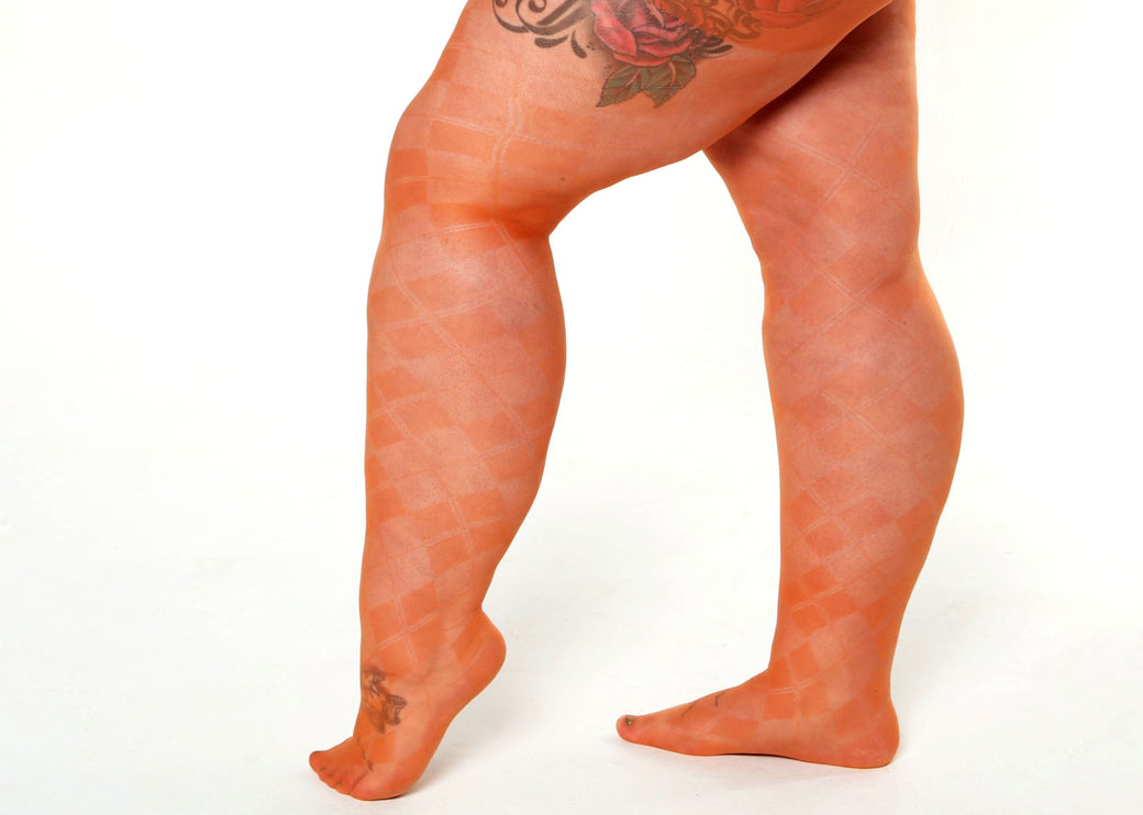 Diamond-Patterned Tights - Pumkin Pie