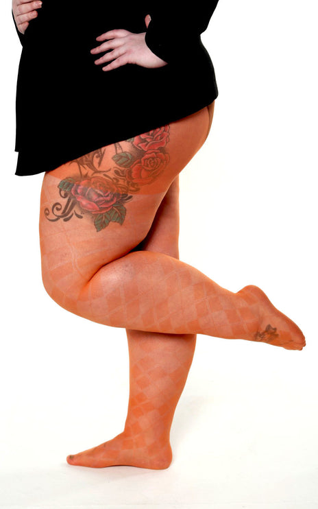 Diamond-Patterned Tights - Pumkin Pie