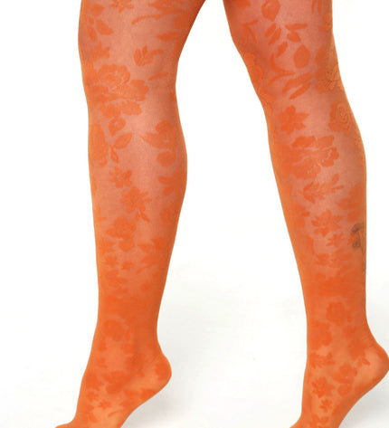 Floral-Patterned Tights - Pumkin Pie