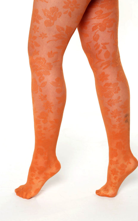 Floral-Patterned Tights - Pumkin Pie