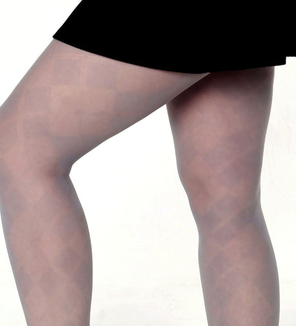 Diamond-Patterned Tights - Pale Grey