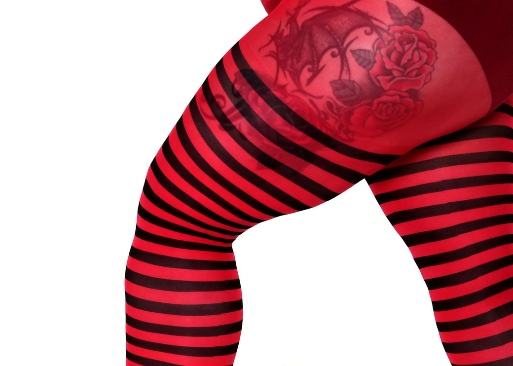 Striped Tights - Red Passion