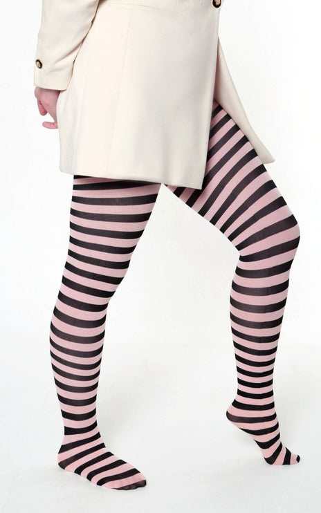 Striped Tights - Coral Pink