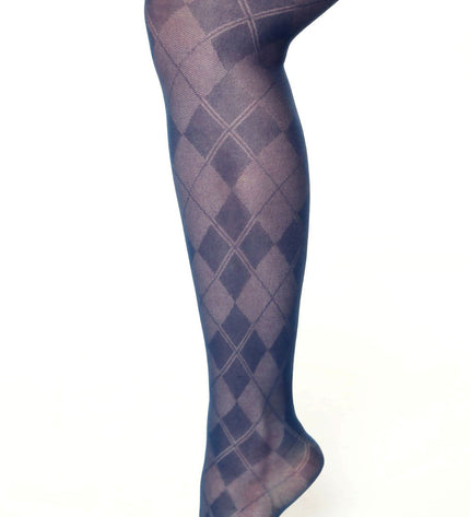 Diamond-Patterned Tights - Teal