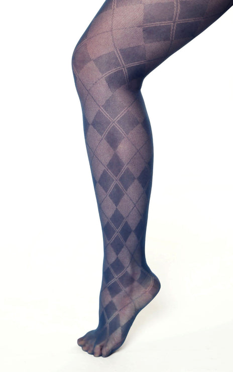 Diamond-Patterned Tights - Teal