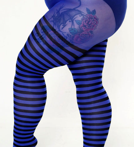 Striped Tights - Electric Blue