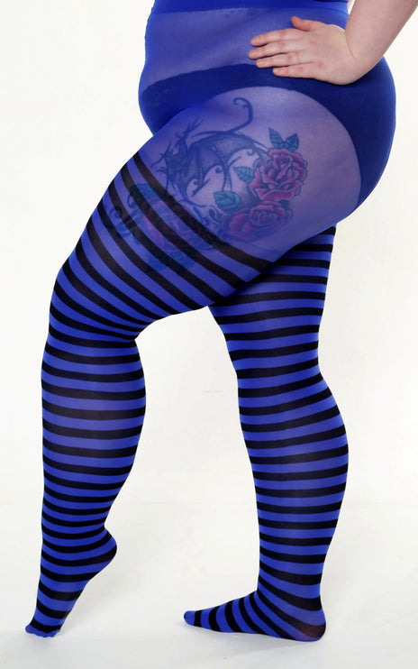 Striped Tights - Electric Blue