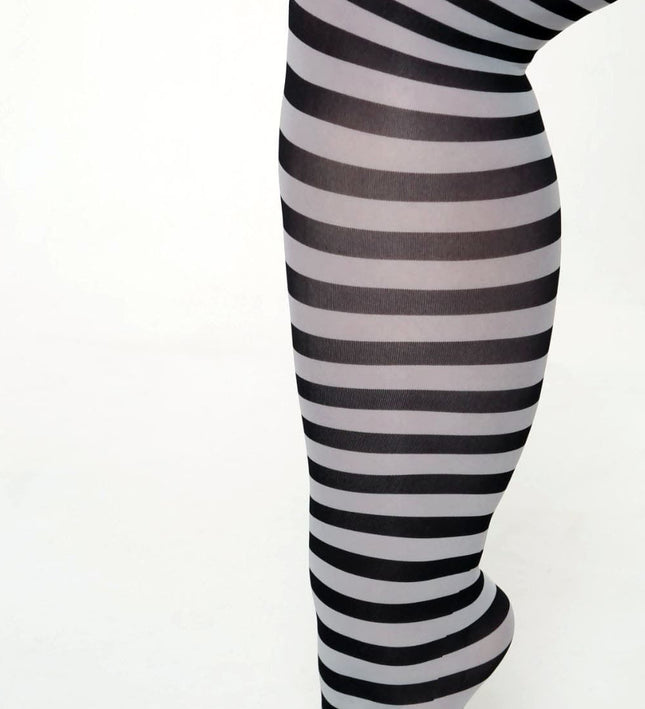 Striped Tights - Pale Grey