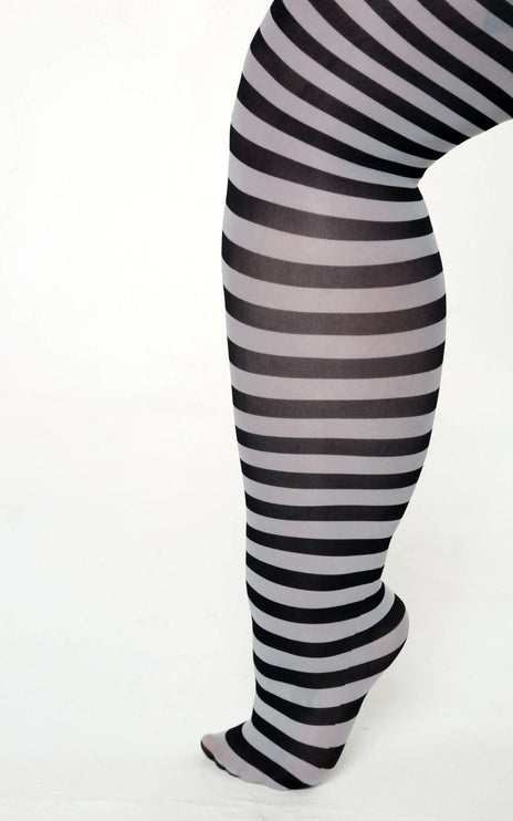 Striped Tights - Pale Grey