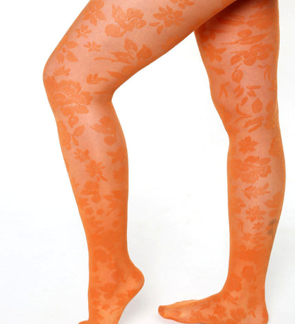 Floral-Patterned Tights - Pumkin Pie