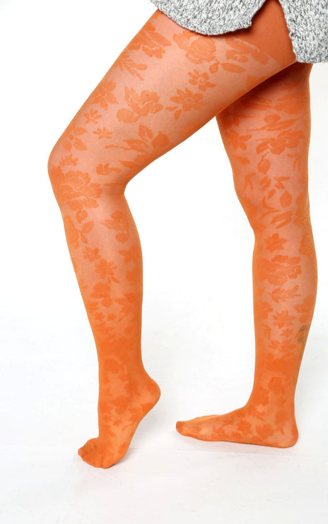 Floral-Patterned Tights - Pumkin Pie