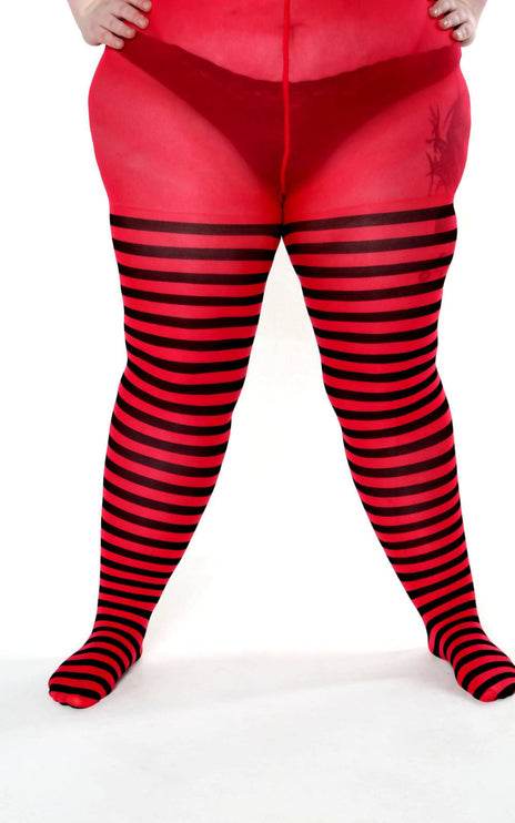 Striped Tights - Red Passion