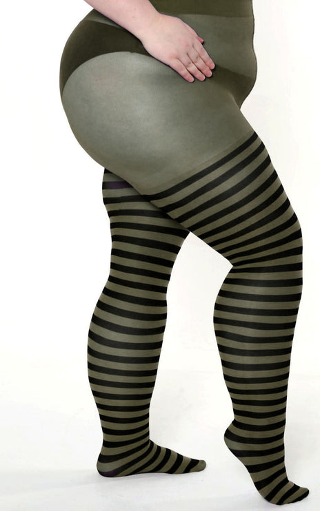 Striped Tights - Khaki