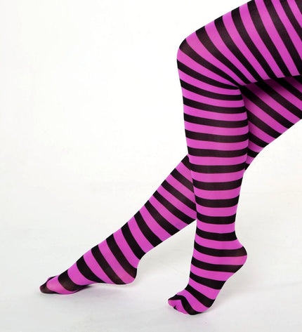 Striped Tights - Violet