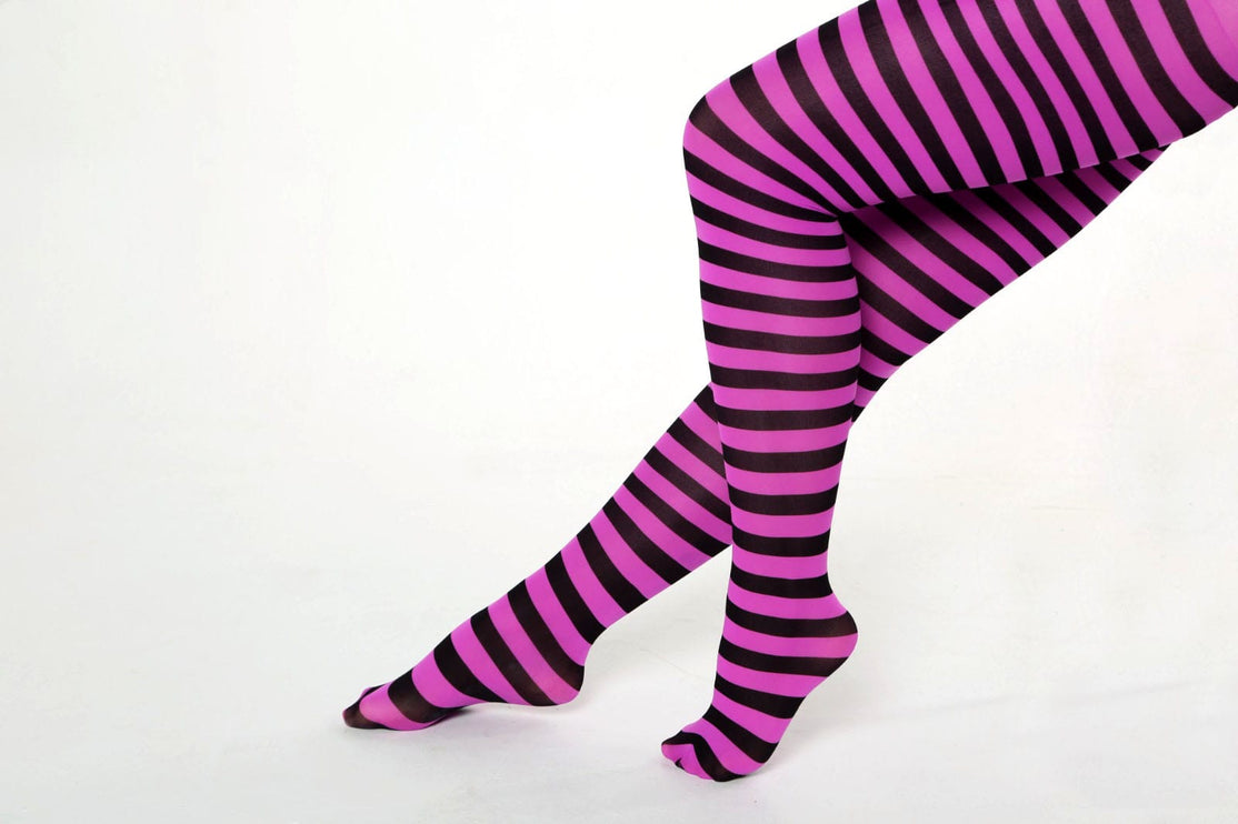 Striped Tights - Violet