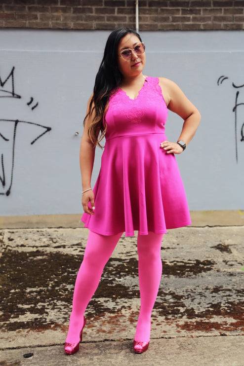 120 Denier Hot Pink Starburst Tights